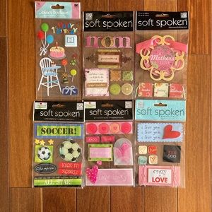 Embellishments, dimensional stickers, and banner